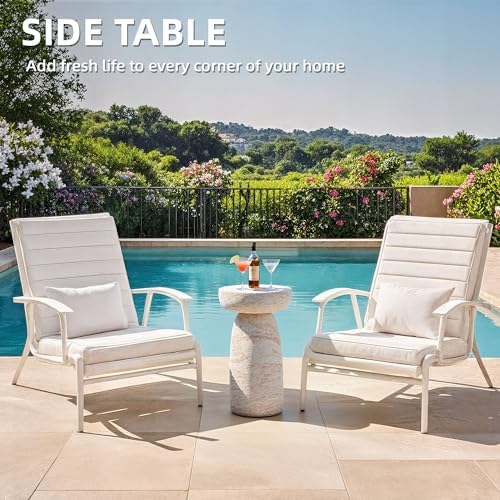 28" Side Table Outdoor, Large Modern Geometric End Table