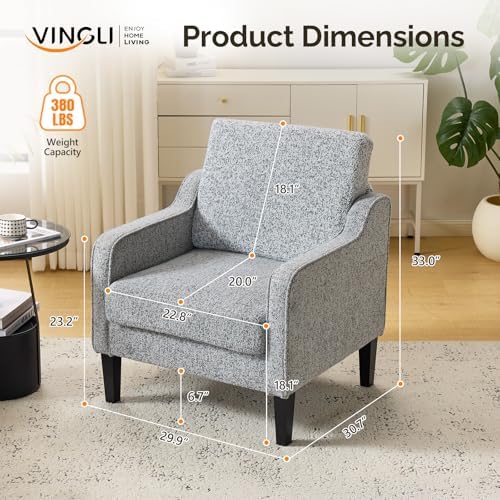 VINGLI Accent Chair, Chenille Upholstered Armchair, 380 LBS, Living Room