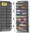Kotkn 10-Tier Over the Door Shoe Organizer, 20 Pockets Holds 20-30 Pairs, Heavy-Duty Oxford Fabric with Hexagon Mesh for Boots & Sneakers-Dark Gray