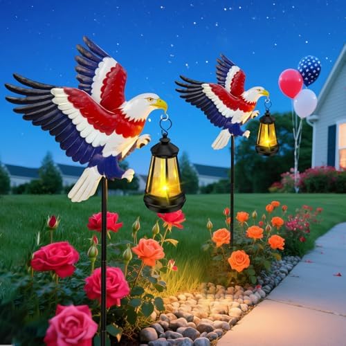 Solar Lights Outdoor 2 Packs 29.9in Eagle Garden Stakes with Solar Lights