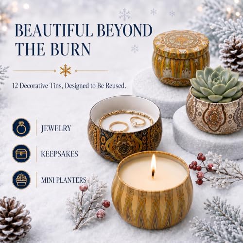 Scented Candles Gift Set, 12 Pack Winter Candles, Gifts for Women