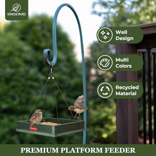 Kingsyard Platform Bird Feeder for Outdoors, Hanging Tray, 2 Pack