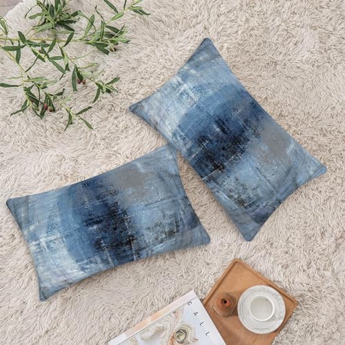 Throw Pillow Covers for Couch, 20x12 Inch, Set of 2, Grey Blue