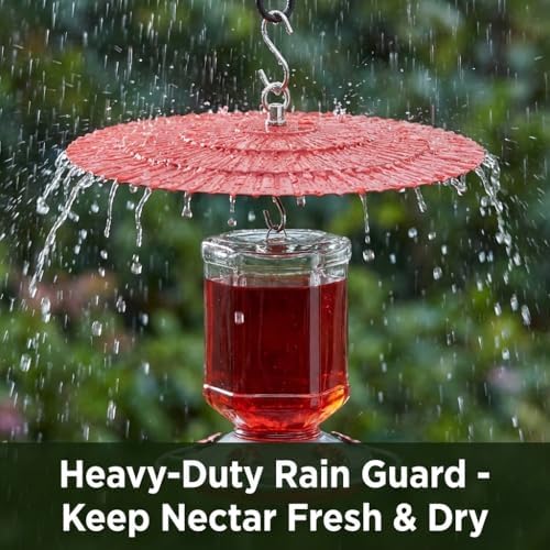 [2 Pack] 11.5" Metal Bird Feeder Rain Guard - Red