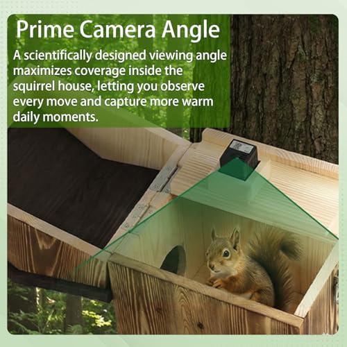 Smart Squirrel Box with Camera Solar Powered, 2K HD WiFi Squirrel House Camera with Auto Detection & Night Vision, Outdoor Squirrels Nesting Box with App Control (2.4GHz Only)