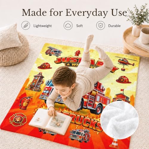 Fire Truck Blanket for Boys, Kids Throw Blanket Gifts for Sofa Bed