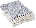 DII Rustic Farmhouse Double Diamond Woven Throw, 50x60, Stonewash Blue