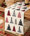 Miss Adola Embroidered Canvas 13"x90" Christmas Table Runner, Tree Crew