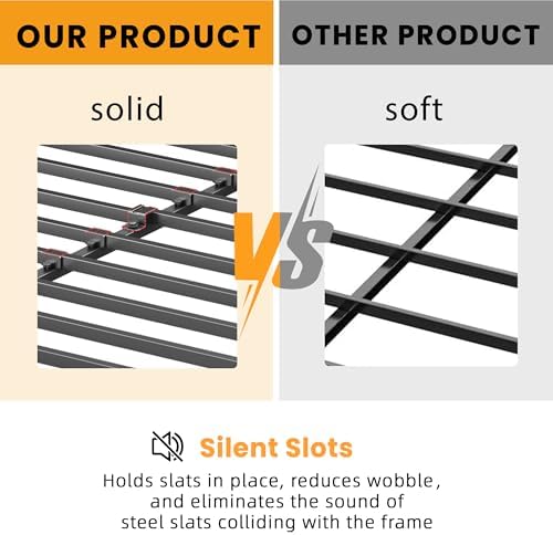 2 Inch King Metal Box Spring with Round Corners, Low Profile bed slat
