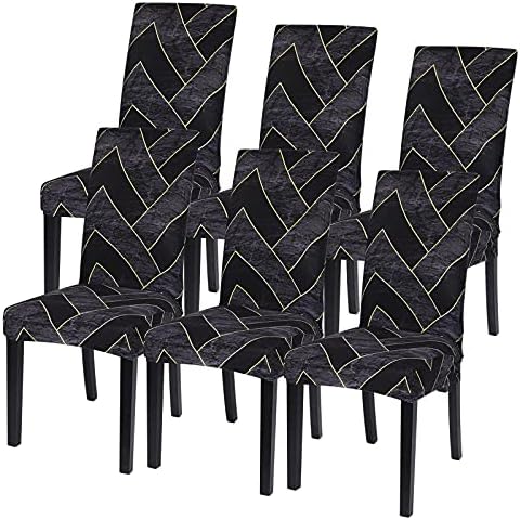SearchI Dining Room Chair Covers Set of 6, Stretch Printed Parsons Chair Slipcovers Super Fit Removable Washable Striped Kitchen Chair Protector Cover for Dining Room, Hotel, Ceremony(Flower Pattern2)