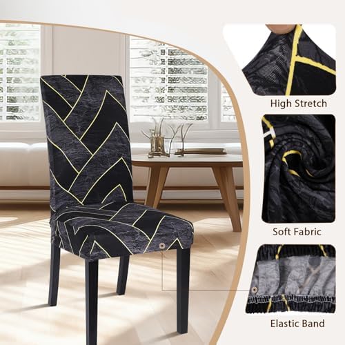 SearchI Dining Room Chair Covers Set of 4, Stretch Printed Parsons Chair Slipcovers Super Fit Removable Washable Striped Kitchen Chair Protector Cover for Dining Room, Hotel, Ceremony(Flower Pattern2)