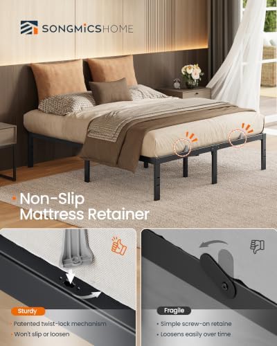 SONGMICS HOME Queen Metal Bed Frame, Under-Bed Storage, Load 1,100 lb