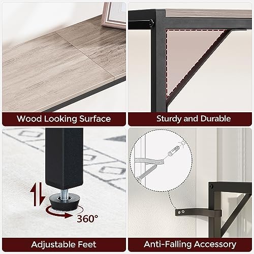 MAHANCRIS Narrow Console Table, 43.7" Sofa Table with Outlets, Greige