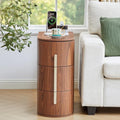 11.8" Narrow Nightstand with Charging Station, Small Bedside Table with 3 Drawers, Modern Skinny End Table for Living Room, Bedroom, Walnut