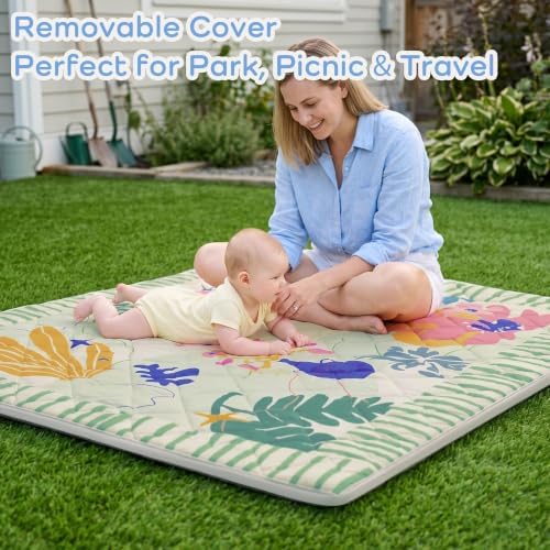 1.6" Thick Baby Play Mat, 50x50 Removable & Machine Washable Cover