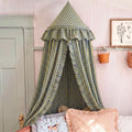 SmoothNovelty Gingham Plaid Bed Canopy, Yellow Blue, Round
