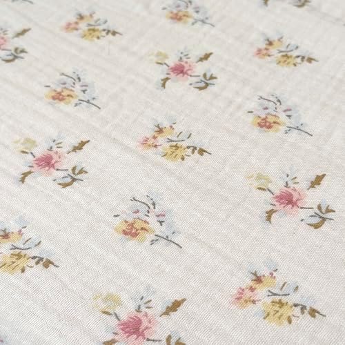 BuLuTu Azalea Floral Print Duvet Cover King Size, Chic Shabby Bedding Set 3 Pieces, Cotton Muslin Comforter Cover with Ruffles, Soft Lightweight Quilt Cover King, All Seasons