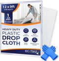 1 Pack 12 x 9 ft Extra Large Plastic Drop Cloth for Painting