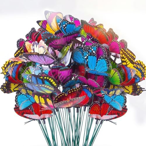VGOODALL 50PCS Butterfly Garden Decorations, 11.5 Inch Plastic Butterfly