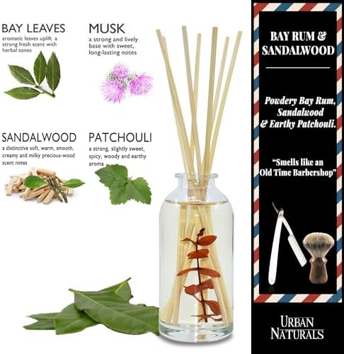 Urban Naturals Reed Diffuser Set, Bay Rum & Sandalwood - Bathroom Décor