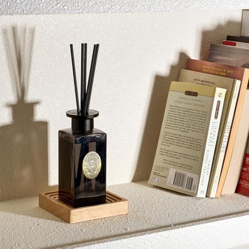 M&SENSE 6.3 oz Large Reed Diffuser Set | Oud Wood Scent Oil Diffuser with Sticks | Hotel Collection Non-Toxic Essential Oil |for Bedroom Bathroom Living Room