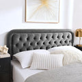 Tufted Upholstered Full Size Headboard only - Button Solid Wood HeadBoards with Adjustable Height - Modern Velvet Padded Bed Headboard - Easy Assembly - Nailhead, Gray