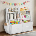 LOFTEY Kids Bookshelf and Toy Storage, Toy Box with Bookshelf, White