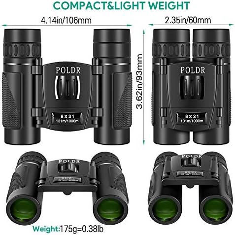 POLDR 8x21 Small Compact Binoculars for Adults, Travel Hiking Essentials