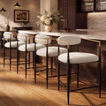 Morden Fort Counter Height Bar Stools Set of 4 with Gold Arms, Cream Boucle