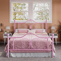 Allewie Metal Full Platform Bed Frame, Butterfly Pattern Design, Pink