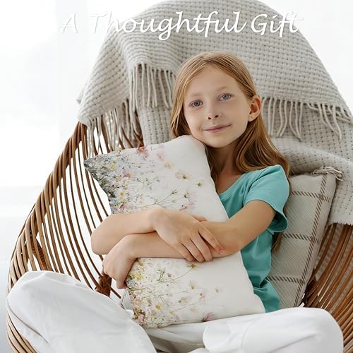 Farmhouse Rustic Daisy Floral Pillow Cover 12x20,Cottagecore Botanical Wildflower Field Decorative Lumbar Pillow Cover for Couch Bed Home Living Room Bedroom