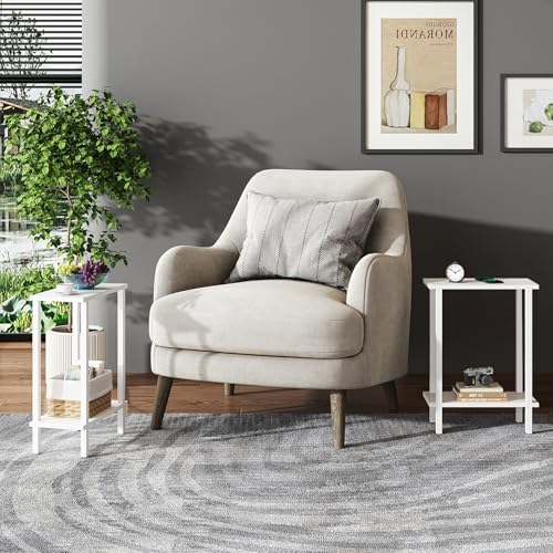 TUTOTAK Narrow Side Table Set of 2, Small End Table for Couch