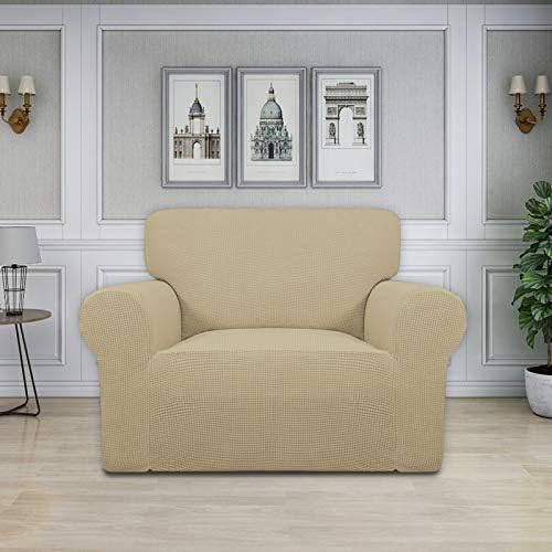 Easy-Going Stretch Oversized Chair Slipcover with Arm Washable Beige