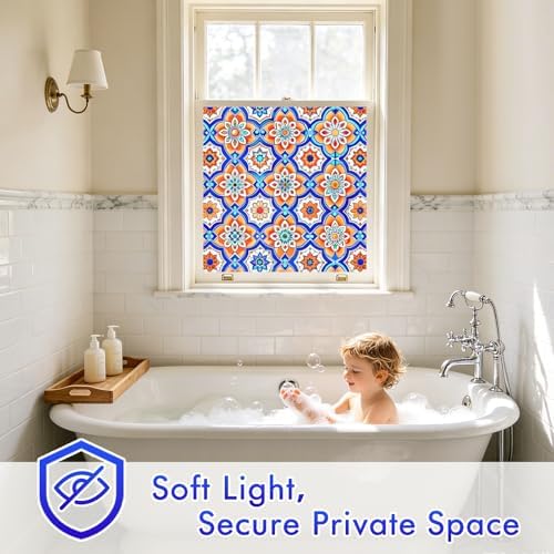 SOMWISE Frosted Window Privacy Film, Decorative Sun Heat Blocking, Anti UV
