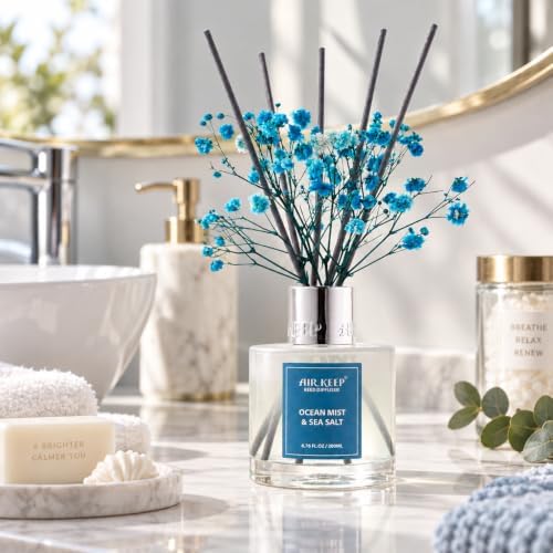 Airkeep Reed Diffuser Set/Ocean Mist&Sea Salt/6.76 fl oz(200ml)/1 Pack/Home & Office Decor Aromatherapy Diffuser Oil Gift Set