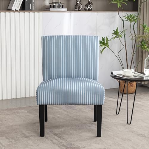 Roundhill Furniture Botticelli Blue Stripe Upholstered Slipper Accent Chair