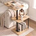 Faesun C Table End Table Adjustable Height, 360°Swivel TV Tray Table for Small Spaces, Small Nightstand for Living Room, Bedroom, Oak
