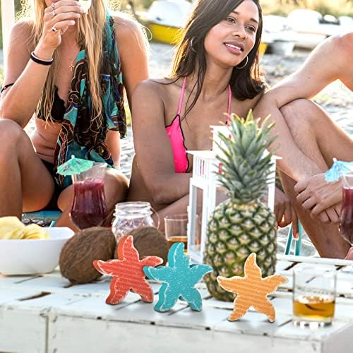 3 Pcs Beach Tiered Tray Decor, Starfish Wood Signs, Summer Decorations