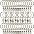 40 Pack Metal Curtain Rings with Clips, 1.5 in ID, Matte Silver