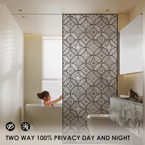 DKTIE Boho Stained Glass Window Privacy Film Easy to Install 35.4" x 78.7"