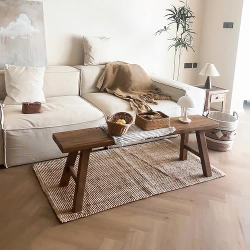 70.8in Wood Bench Indoor – Rustic Farmhouse Entryway Bench, Skinny Bench Design, Made of Extra-Thick Solid Wood, Perfect for Dining Room, Hallway, or End of Bed