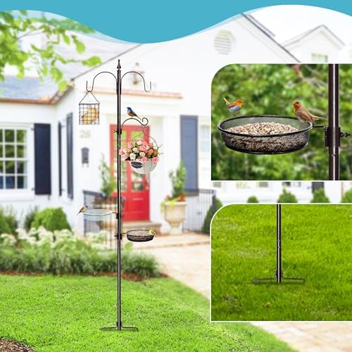YINGYM Bird Feeder Stand Pole, 77 Inch Bird Feeding Station for Outside