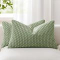 Kevin Textile Soft Corduroy 12"x20" Lumbar Pillow Covers 2 Pack, Sage Green