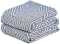 100% Cotton Geometric Reversible Muslin Blanket 60"×80" Blue