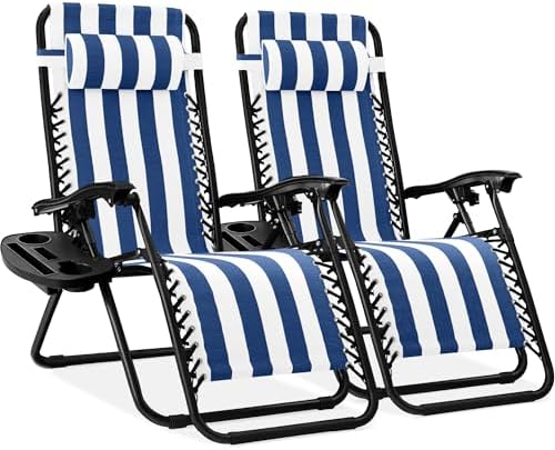 Best Choice Products Zero Gravity Chair Recliner Mediterranean Blue Striped