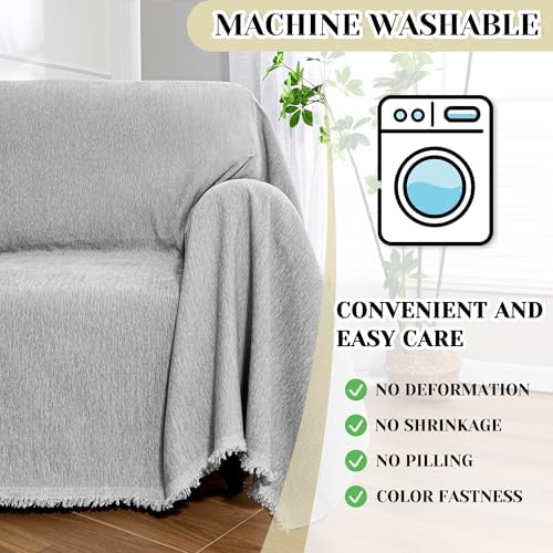 MEETSKY Chair Cover Recliner Covers Washable, Soft Small Couch Cover for Dogs, Oversized Armchair Covers Sofa Slipcover for Single Sofa, Pet-Friendly Furniture Protector, 71" X 91", Grey