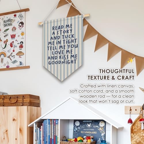 Wheatwin Kids Bedroom Decor, Read Me a Story and Kiss Me Good Night Wall Hanging Pennant Flag Banner, Kids Room Wall Decor for Boys Girls Toddler Nursery Bedroom 15x11 Inch
