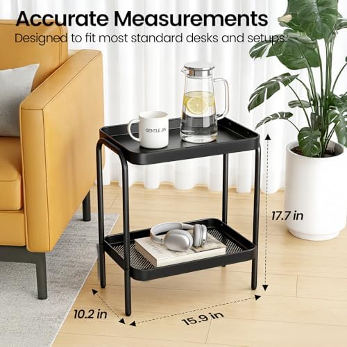 Narrow Side Table, Small End Table, Tall Nightstand, Steel Frame