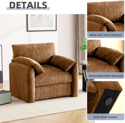 Howjoe Accent Chair for Living Room, Oversized Armchair, Rustic Broning