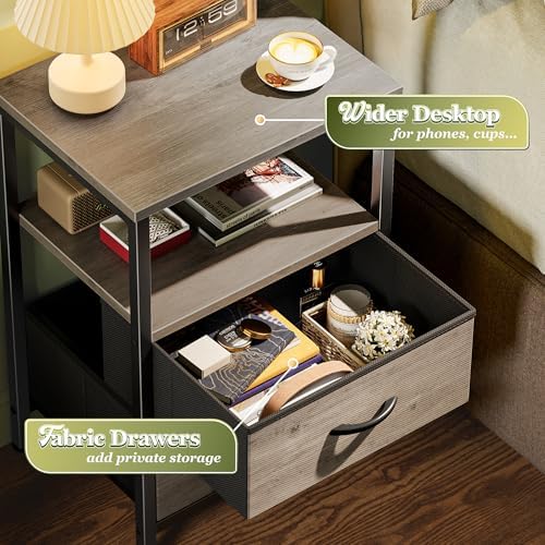 Huuger Night Stand Set of 2, Nightstand with 2 Drawers, Bedside Table